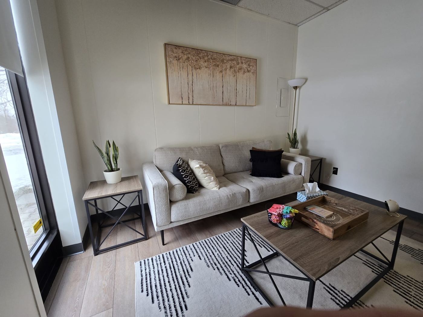 The Safe Space Therapy office in Brantford — a calm, light-filled room